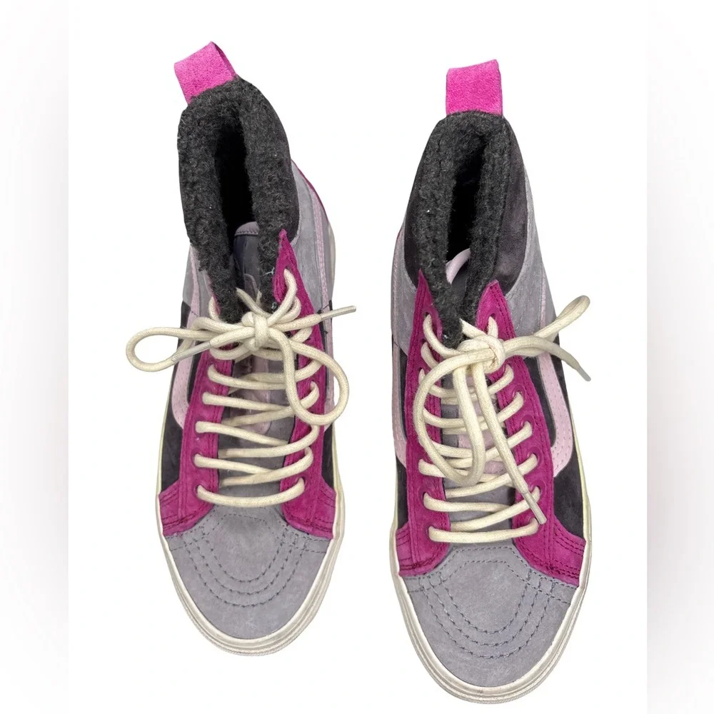 Vans Women's Pink and Gray Sk8-Hi 46 MTE DX high top lace all weather sneakers 6